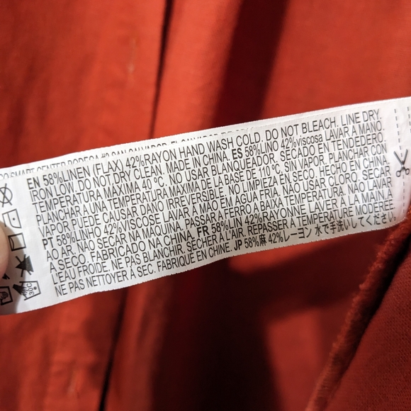 Button down shirt linen Forever21 orange long sleeves women M - Picture 7 of 8